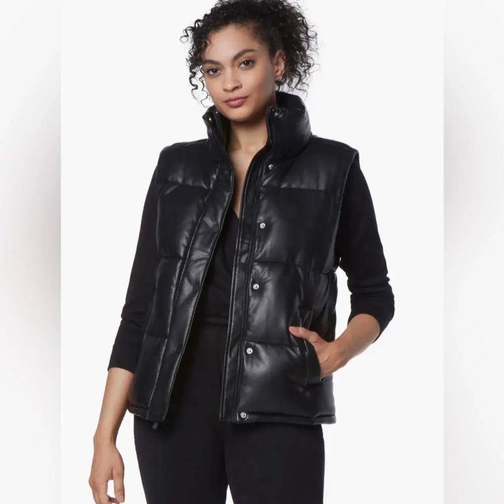 Marc New York Faux Leather Puffer Vest - Picture 1 of 9